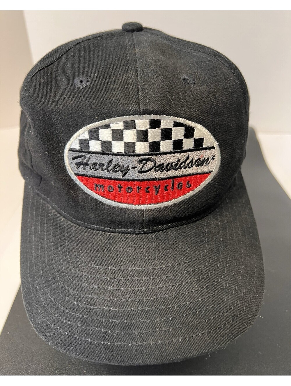 Vintage Black Harley Davidson Hook & Loop Trucker Hat Official Licensed Cotton